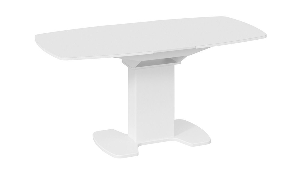 Стол кухонный обеденный раздвижной Белый Глянец/Стекло Белое, Портофино, 110х75х75 см