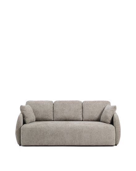 Трехместный диван-кровать Laira из бежевой синели, 218 см