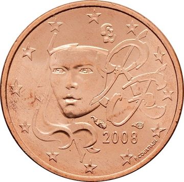 1 евроцент 2008 Франция (1 euro cent)