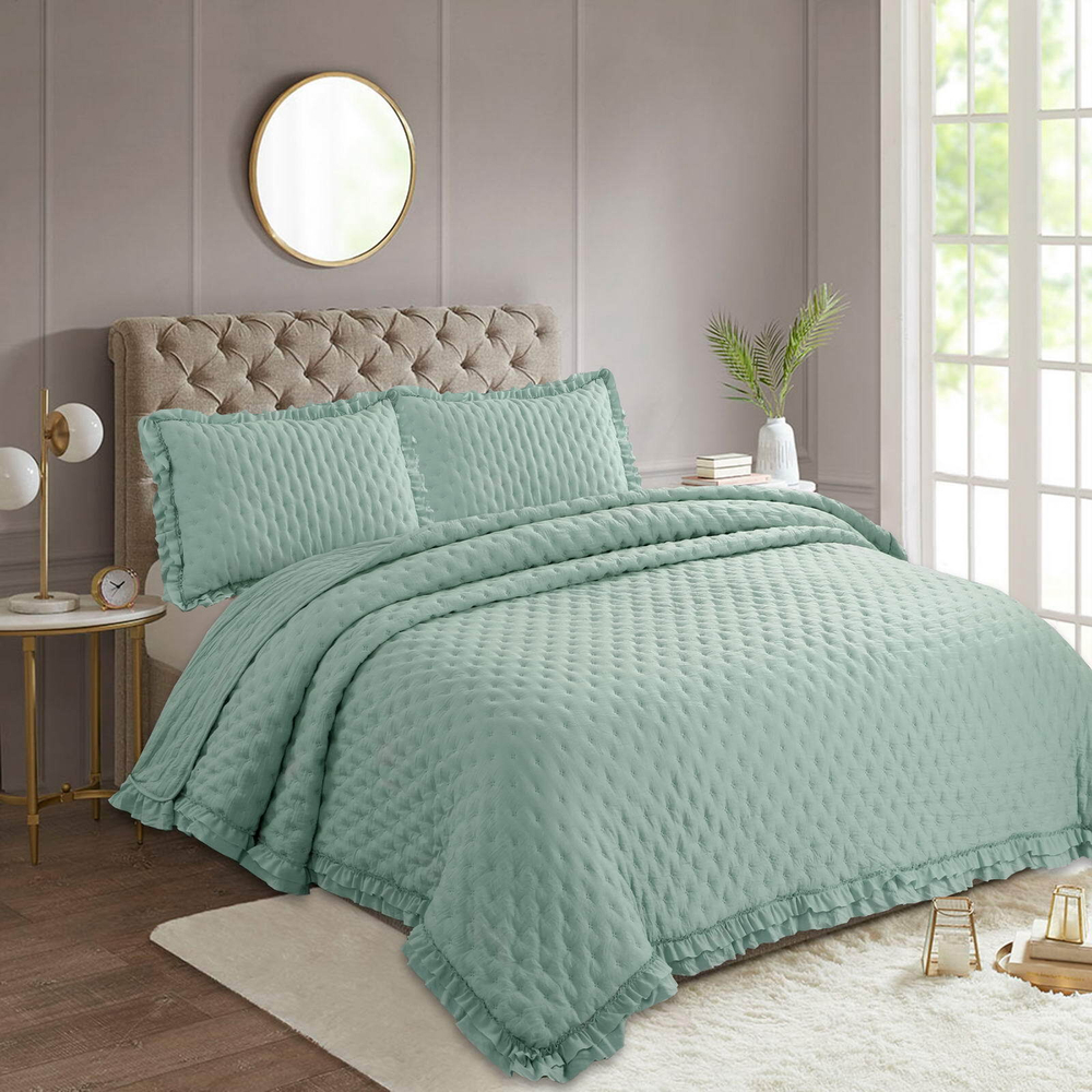 Покрывало 230x250 и 2 наволочки 50х70 Sofi De MarkO Фрау зеленое