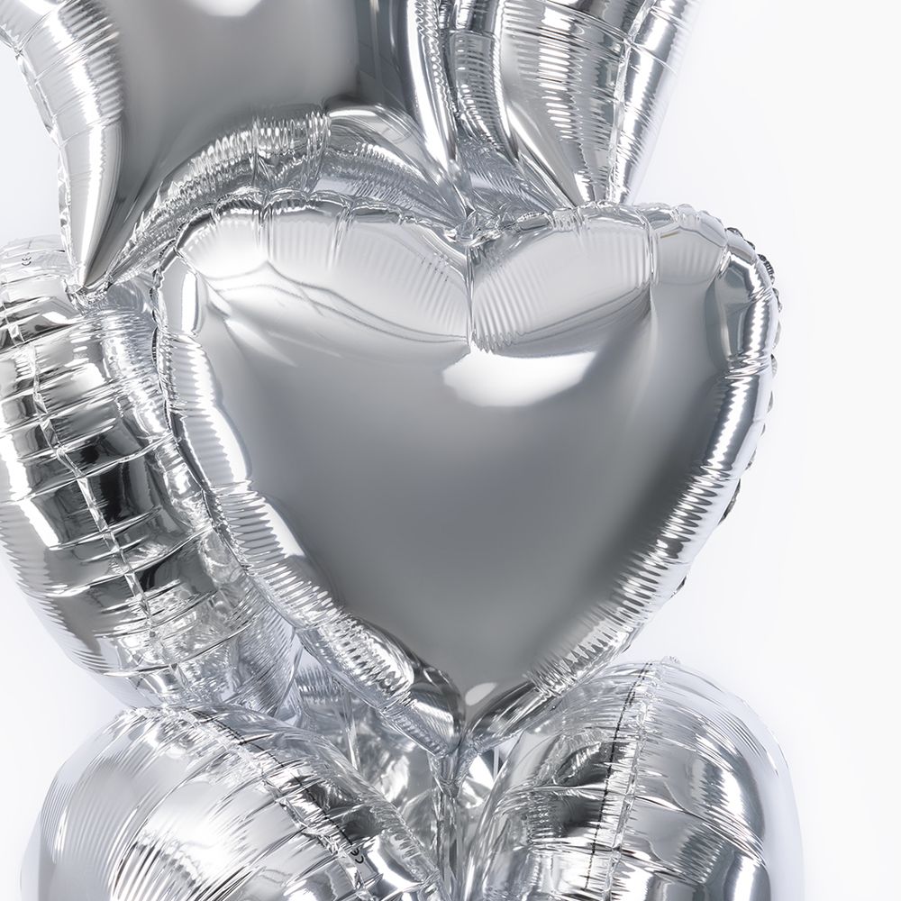F Шар Сердце 18''/46 см, Серебро (БГ-15)  Изображение8