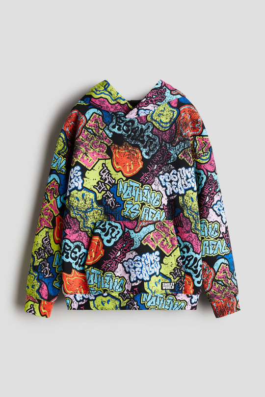 H&M Толстовка с капюшоном и принтом, разноцветный