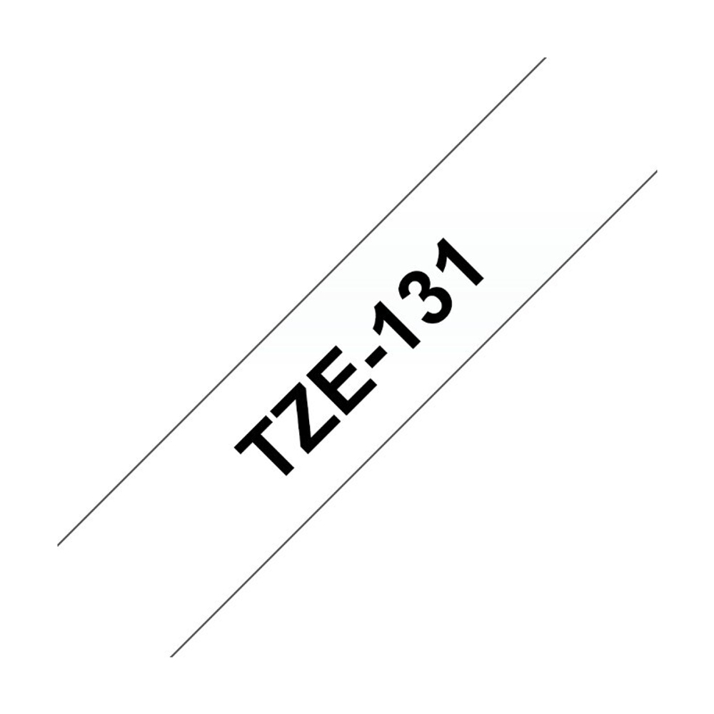 Brother TZE-131 кассета с лентой для печати наклеек, чёрный шрифт на прозрачной основе, 12мм*8м