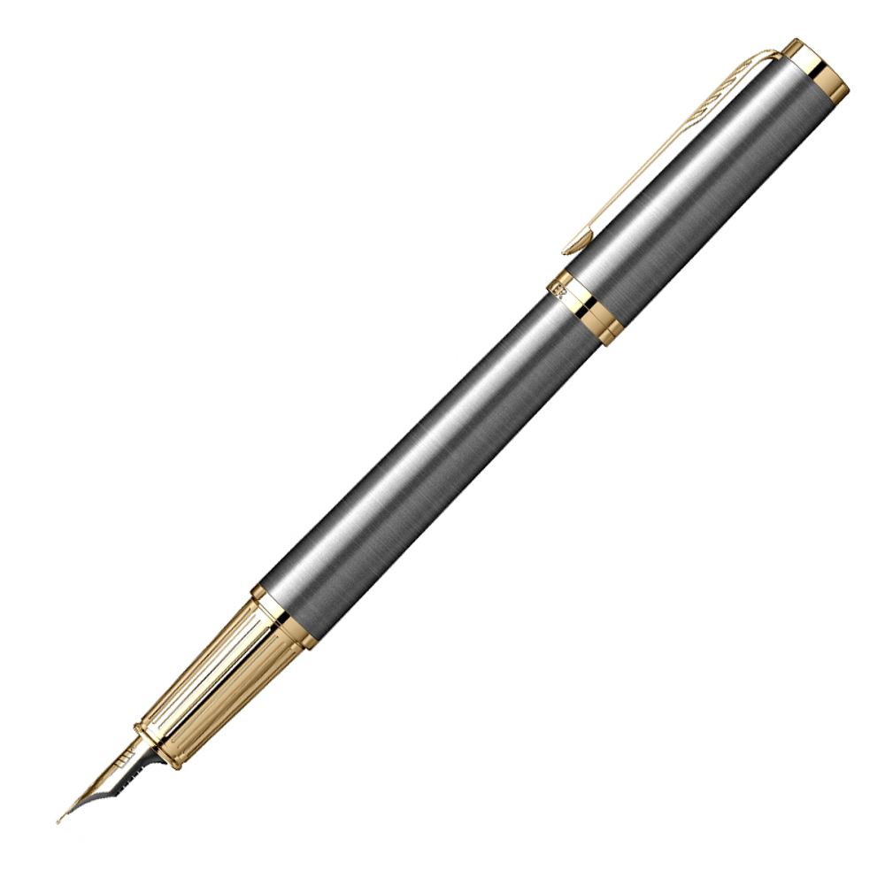 Перьевая ручка Parker Ingenuity Grey Core GT, перо: F (2 картриджа black и blue) в подарочной коробке