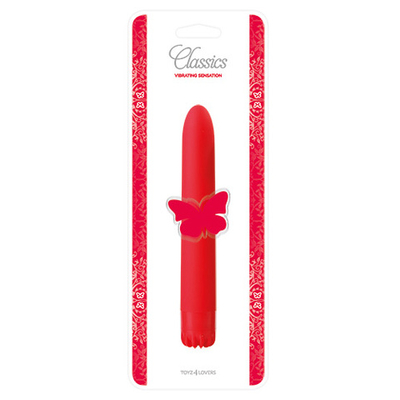 Красный классический вибратор CLASSIC VIBE RED MEDIUM - 18 см. (Цвет: красный)