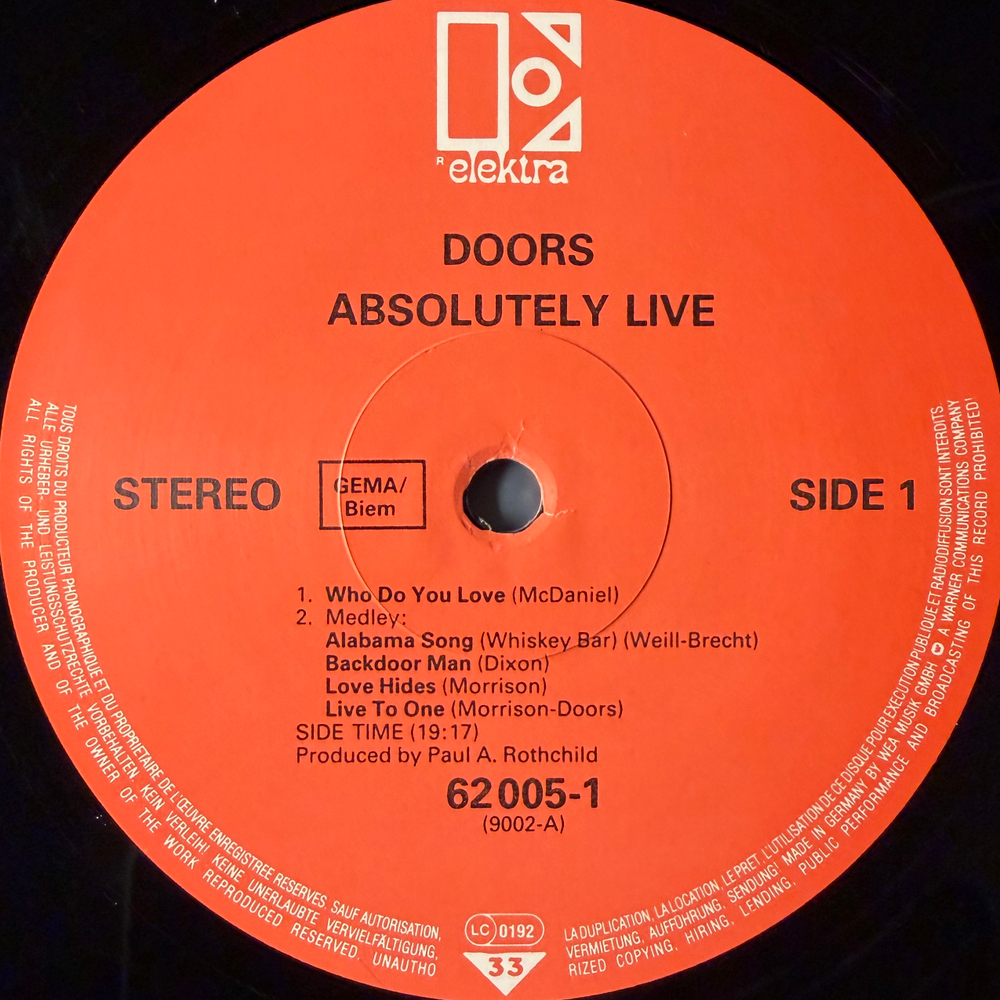 The Doors ‎– Absolutely Live 2LP (Германия 1984г.)