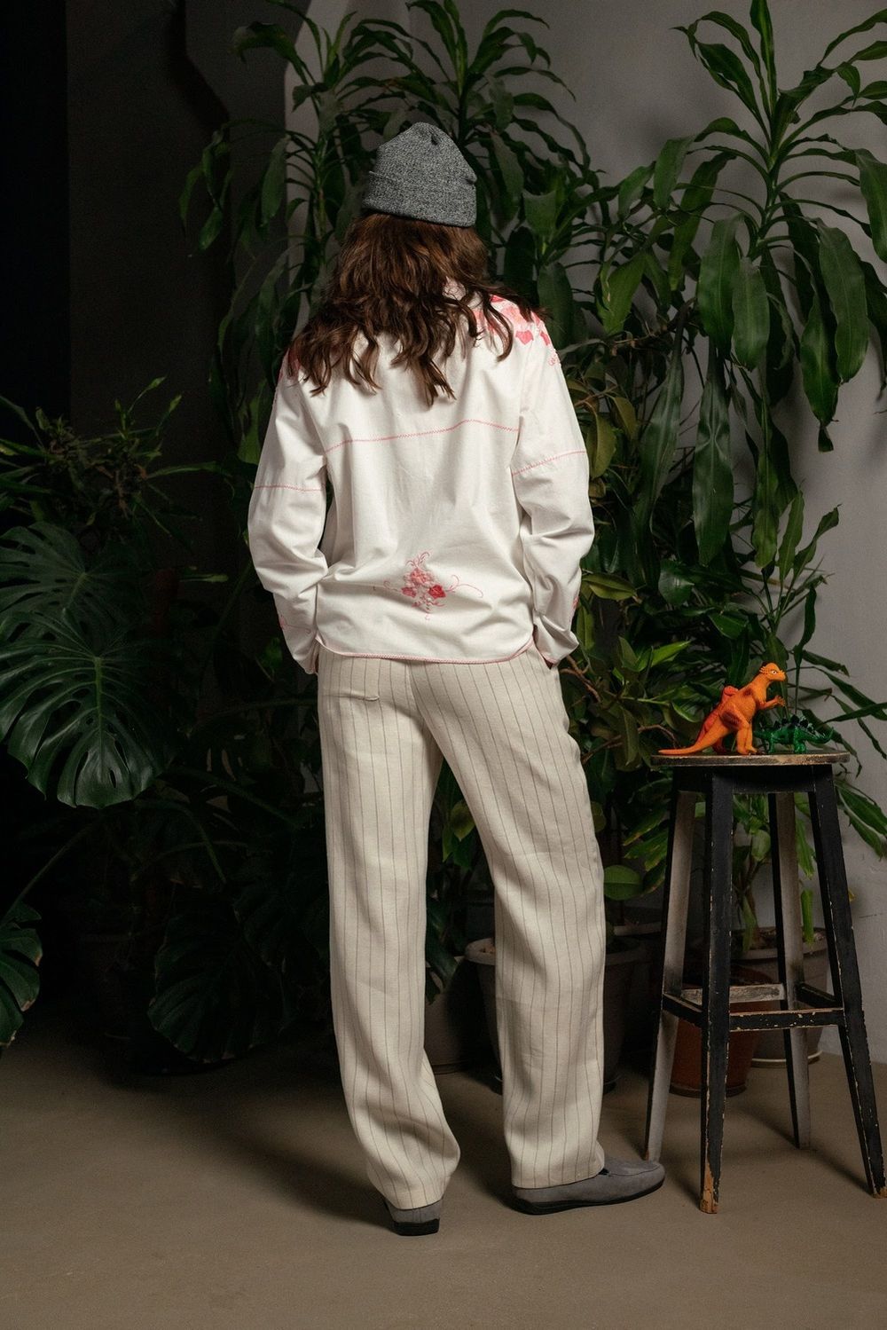 Рубашка Soeurs с Розовыми Аппликациями / Pink Applique Long Sleeve белая