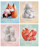 Тетрадь А5 48л. клетка "Обнимашки" картон, соффтач лак, 4 дизайна (ПОЛИНОМ)