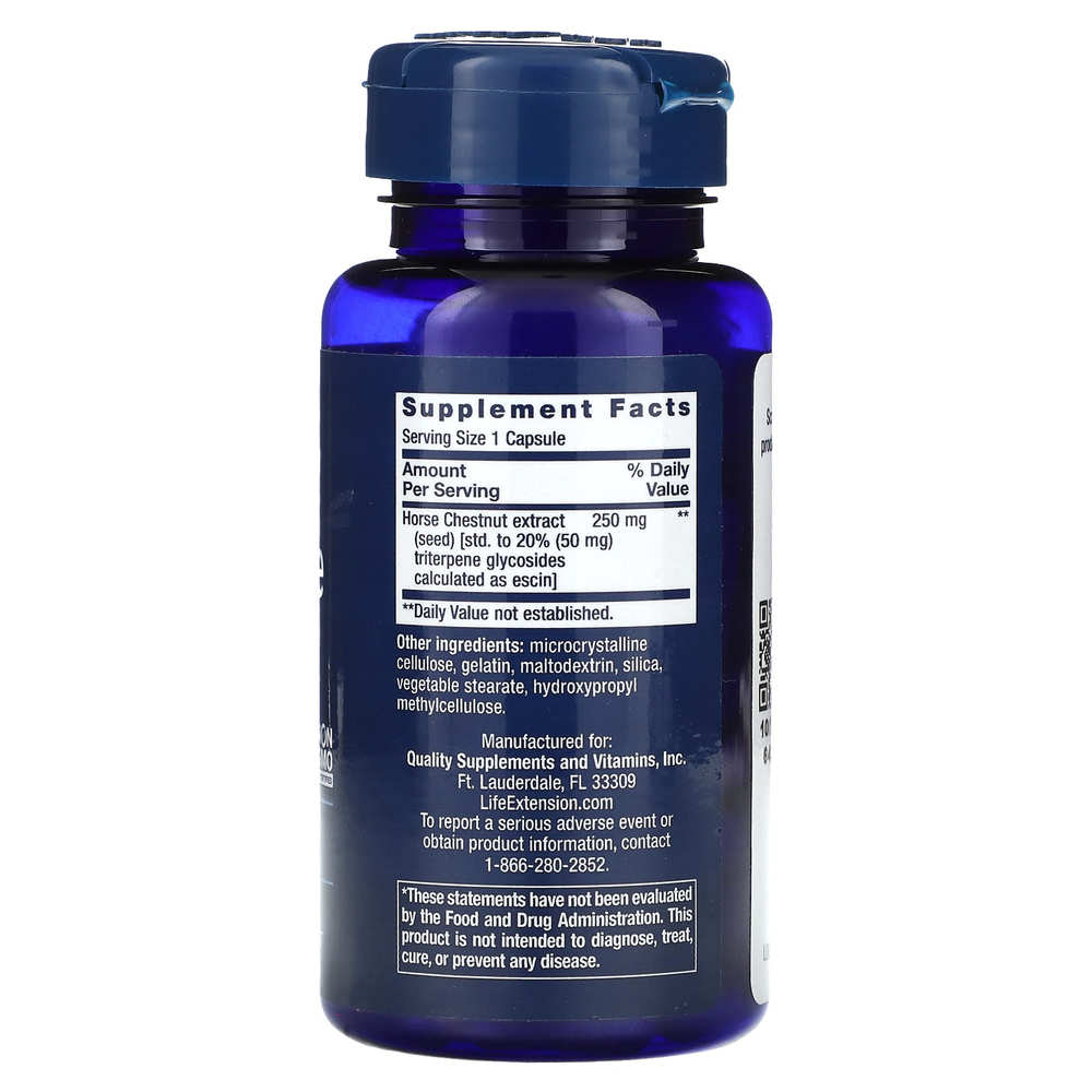 Life Extension, Venotone, стандартизированный конский каштан, 60 капсул (250 мг в 1 капсуле)