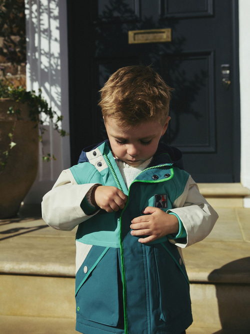 Куртка непромокаемая с капюшоном для мальчика Next Q60-459, Белый, Мятный