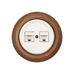 Розетка RJ45 информационная двойная, керамика, цвет белый, декор D6/2 B1-302-01-D6/2