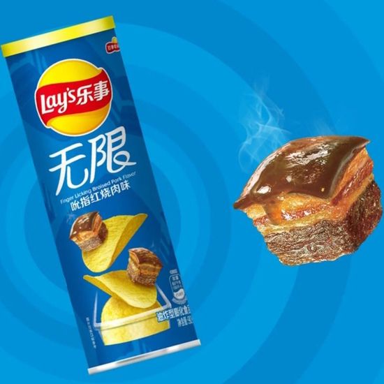 Чипсы Lay's Stax Finger Licking Braised Pork со вкусом тушёной свинины, 90 г (Китай)