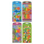 Карандаши цветные, Basir, деревянные, разноцветный корпус с серебристыми узорами, цветная упаковка, 12 шт