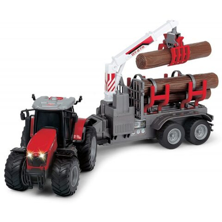 Dickie Farm - трактор Massey Ferguson 8737 с прицепом для бревен Light Sound 3737003