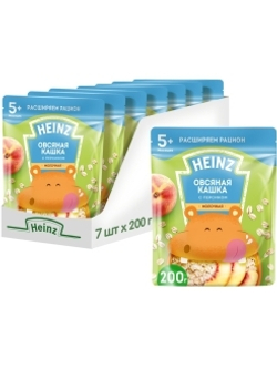 Каша молочная овсяная с персиком и Омега 3 Heinz 200г с 5 месяцев