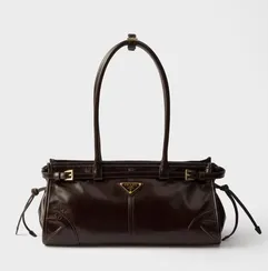 Кожаная средняя сумка Prada Bonnie, тёмно-коричневый