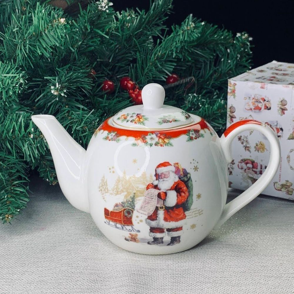 Lenardi 205-319 Чайник 850 мл НОВЫЙ ГОД в под.уп.(х24)Фарфор