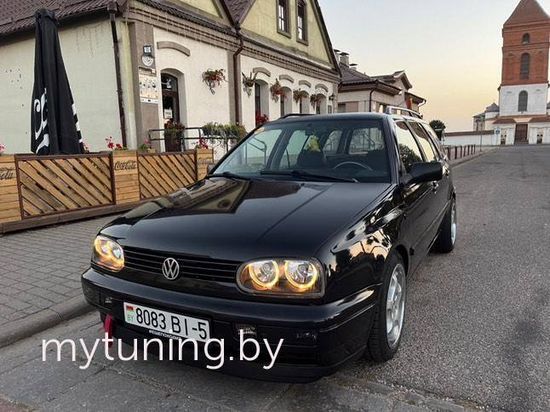 Передние фары VW Golf 3 angel eyes black