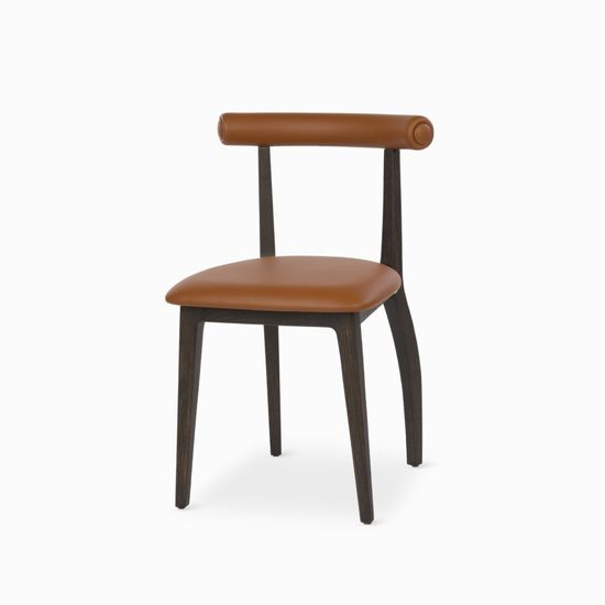 Обеденный стул Lara Wood деревянный, коричневая экокожа