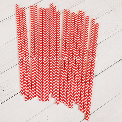 Трубочки бумажные "красный зигзаг"