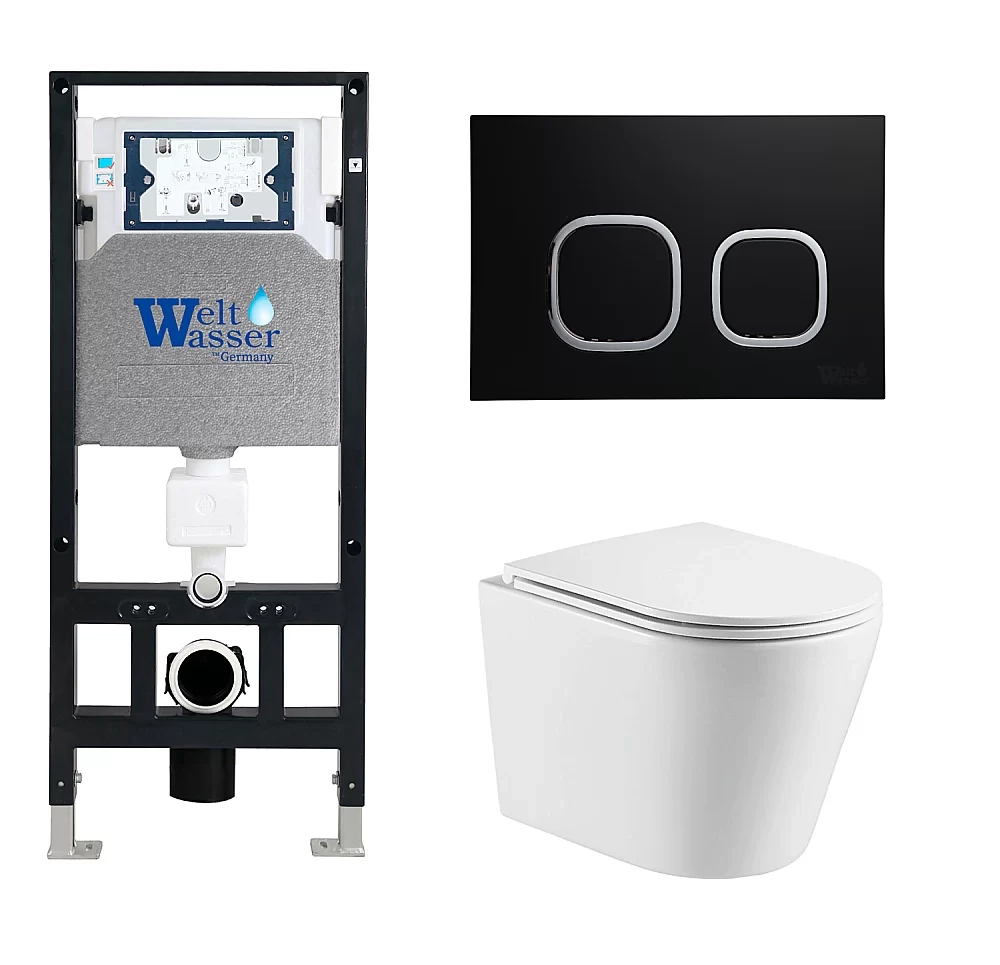 Унитаз с инсталляцией WeltWasser AMBERG 506 + SALZBACH 043 GL-WT + AMBERG RD-BL