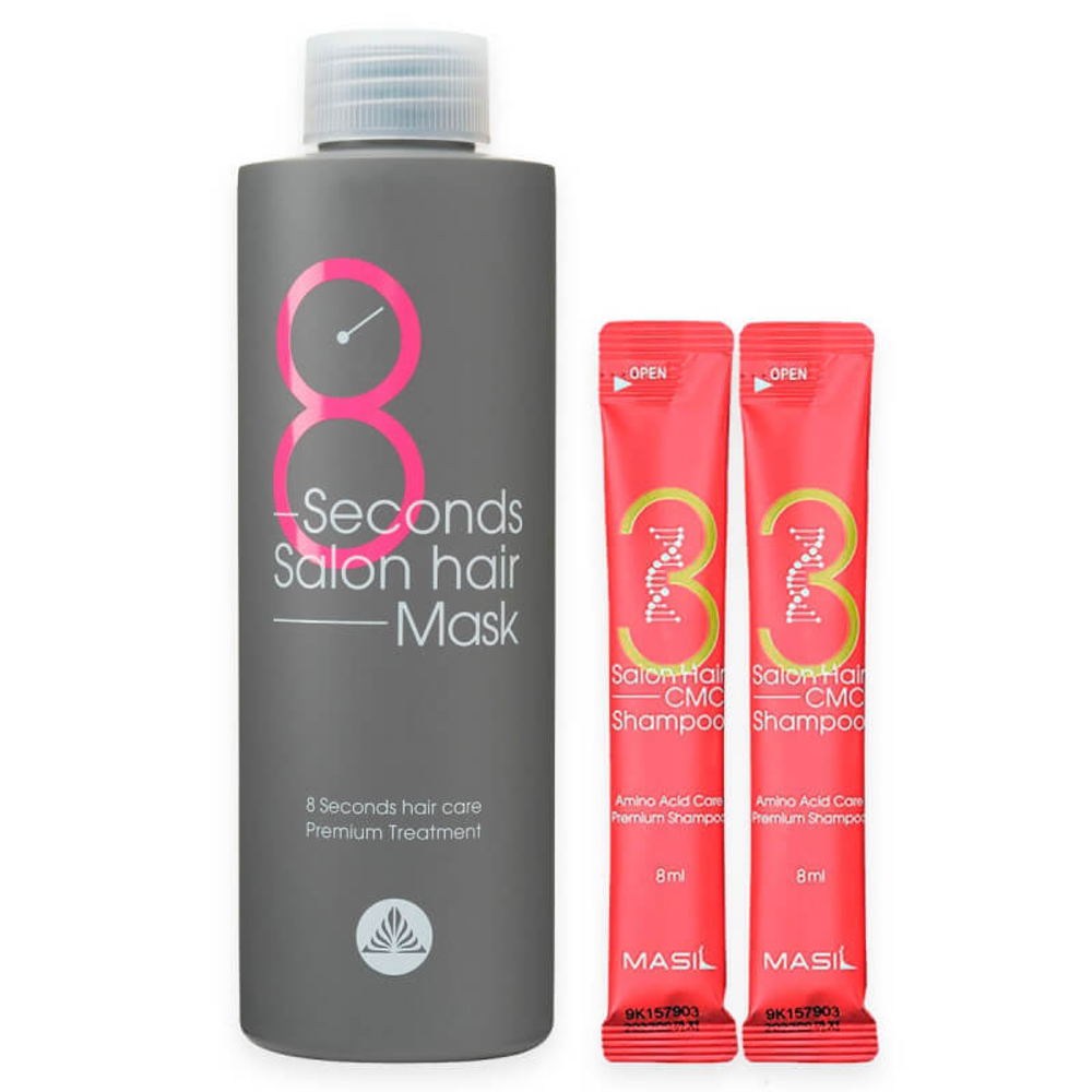 Набор для волос MASIL 8 Seconds Hair Mask Special Set (Small) (mask 350 мл+shampoo 8 мл*2). Корейская косметика
