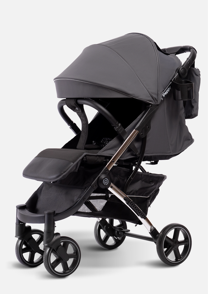 Peppy Коляска прогулочная Polo 2.0 (steel grey) хром рама, сумка