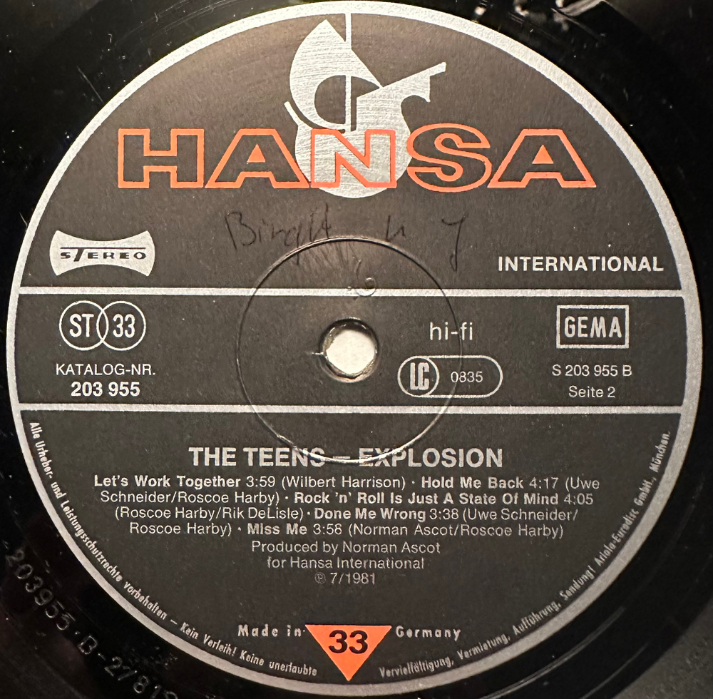 The Teens - Explosion (Германия 1981г.)