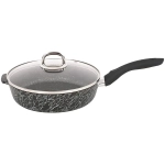 Сковорода глубокая 24см с ручкой и стекл. крышкой «Грация» (черный/серебро) сгчс241а