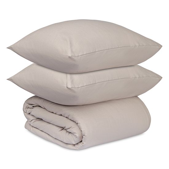 Комплект постельного белья изо льна и хлопка серо-бежевого цвета из коллекции essential, 200х220 см