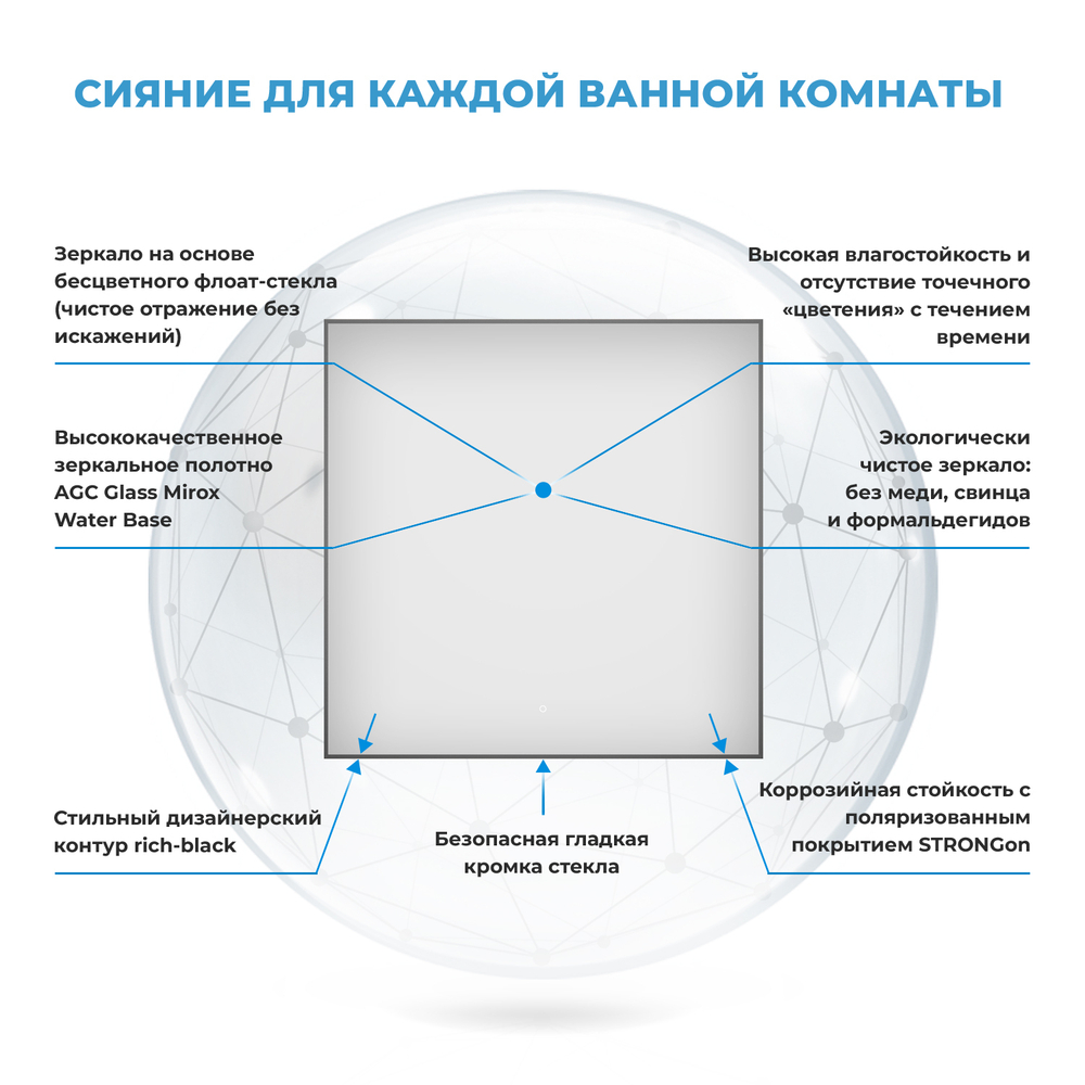 Настенное зеркало для ванной комнаты
