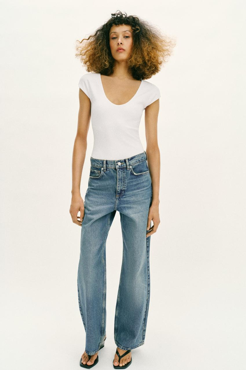 ZARA БОДИ С КРУГЛЫМ ВЫРЕЗОМ, БЕЛЫЙ