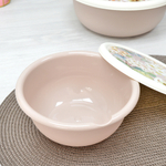 Комплект мисок 3шт (1,2л; 2,1л; 3,2л) "Modena" с крышками с декором (бежевый)