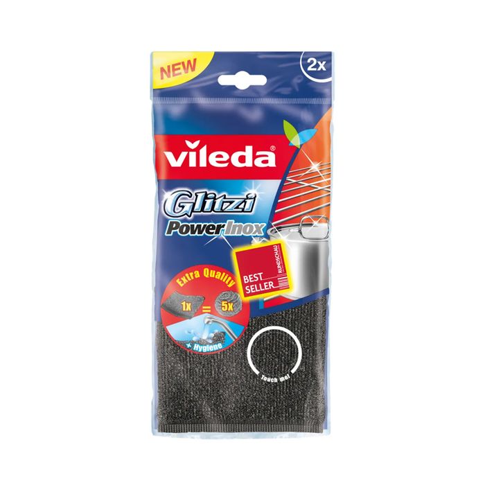 Vileda Губка Glitzi Power Inox металлическая, 2 шт