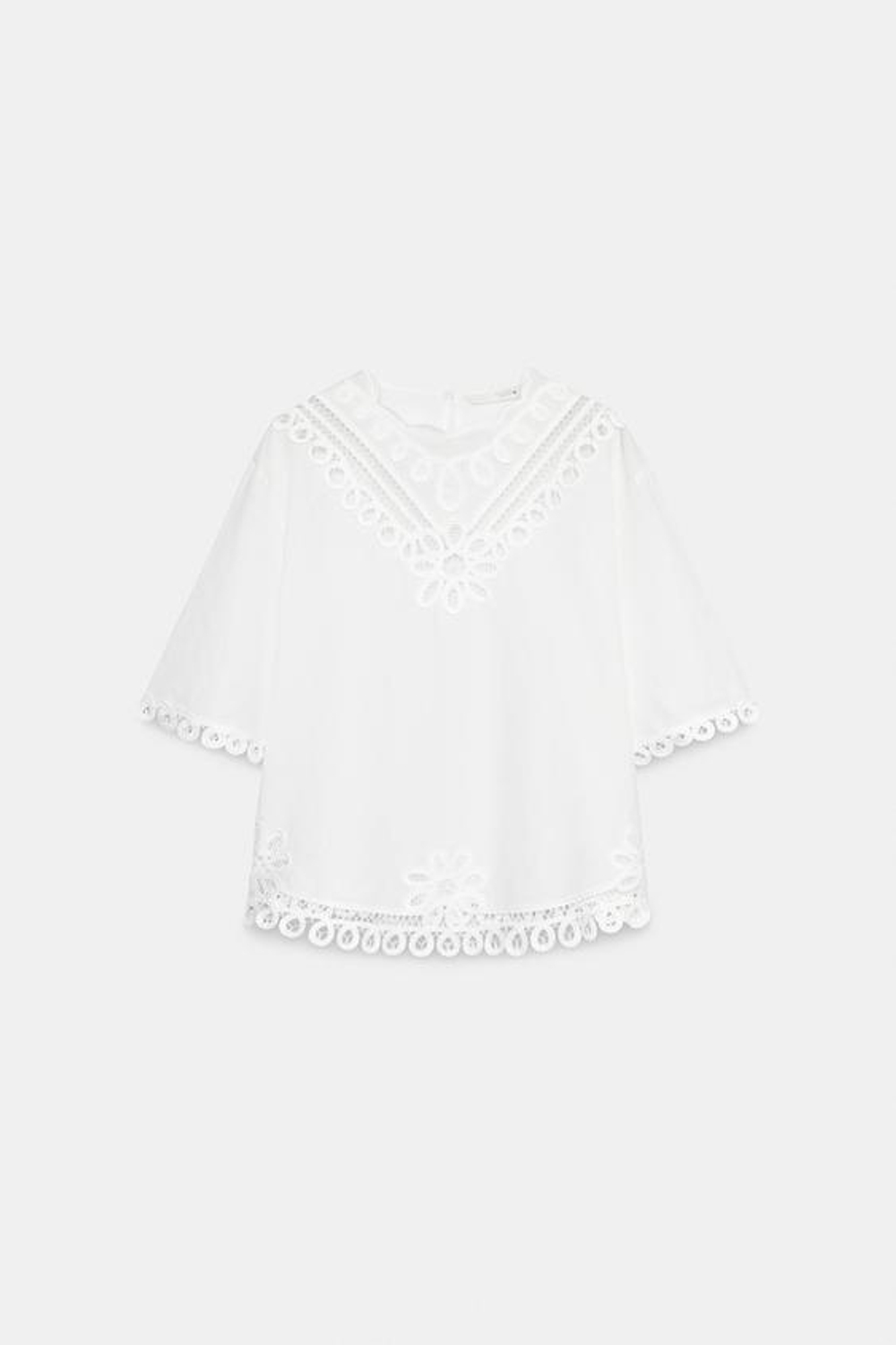 ZARA РУБАШКА ИЗ ЛЬНА И ХЛОПКА С ВЫШИВКОЙ — ZW COLLECTION, БЕЛЫЙ