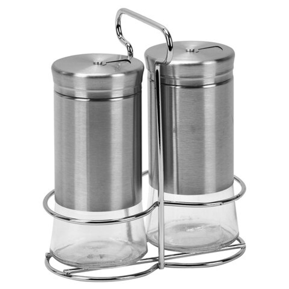 Набор для специй 2х140 мл, ULTRA, подставка + солонка + перечница, 3 типа отверстий, WEGLA (ВЕГЛА), 700234