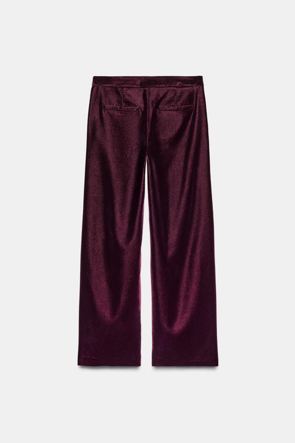 ZARA ШИРОКИЕ БРЮКИ ИЗ ВЕЛЬВЕТА, БУРГУНДИ