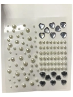 Стразы самоклеющиеся для лица и тела сердечки и кружочки Серебряные