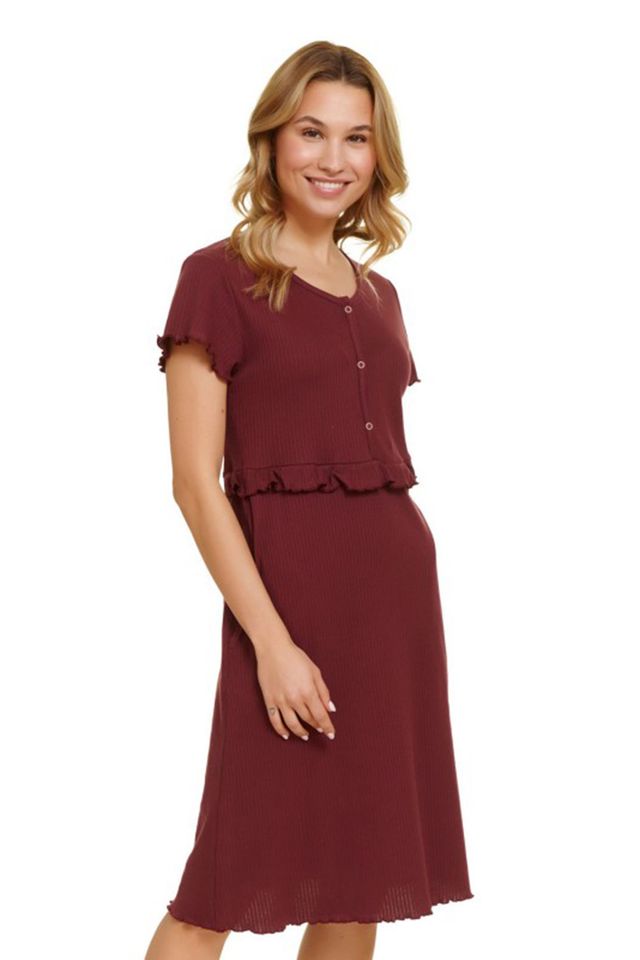 Бордовая сорочка с завышенной талией