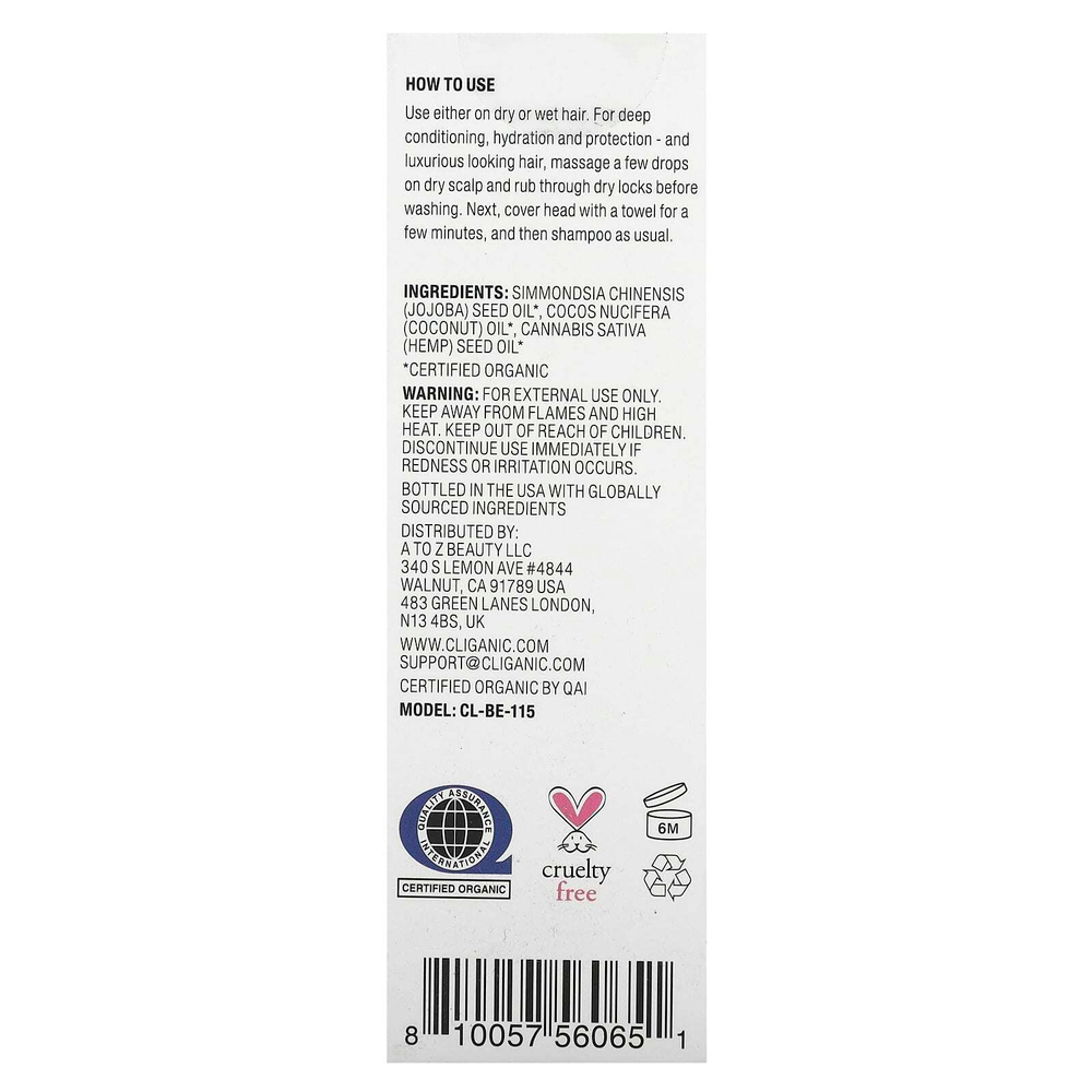 Cliganic, 100% натуральная сыворотка для волос, 60 мл (2 жидк. унц.)