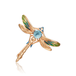 Брошь «Стрекоза» из красного золота c топазом и эмалью Артикул: 04-0252-00-201-1110-57