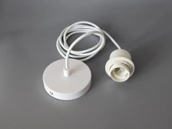 Патрон подвесной Е27 шнур подвес потолочный для светильника и люстры для лампы и абажура декоративный, белый, 1.9м, цоколь Е27, 60 Вт, 1 шт.