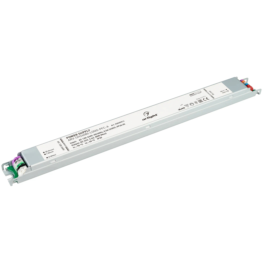 Блок питания ARV-UH24080-LONG-PFC-A (24V, 3.4A, 80W) (Arlight, IP20 Металл, 7 лет) 028359(1)