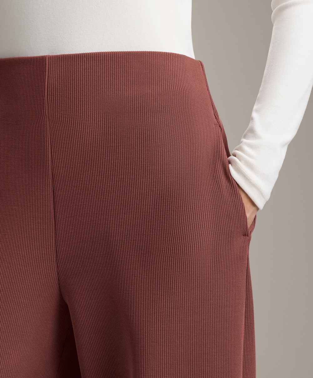 OYSHO Брюки с высокой посадкой в ​​рубчик, обитые мягким модалом, красное дерево