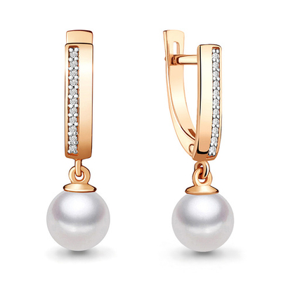 940540к Серьги из Золота с бриллиантами, жемчугом