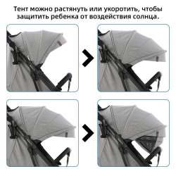 Прогулочная всесезонная коляска Baballo / Серый черная рама
