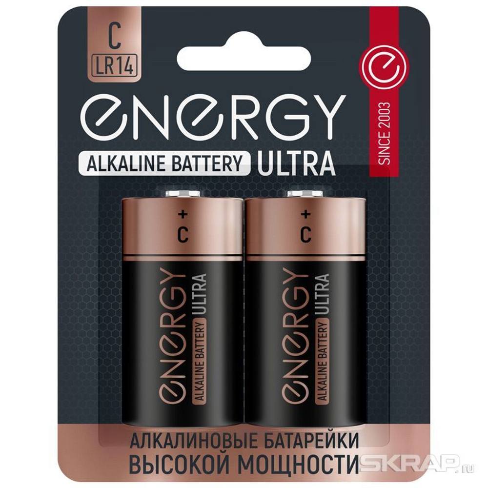 Батарейка алкалиновая Energy Ultra LR14/2B (2шт на блистере) (104982)