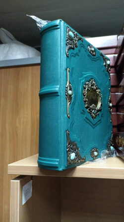 Большая семейная родословная книга "Ювелирная", натуральная кожа (зеленая)