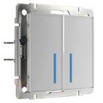 Сенсорный выключатель двухклавишный с подсветкой 1000 Вт (серебряный)