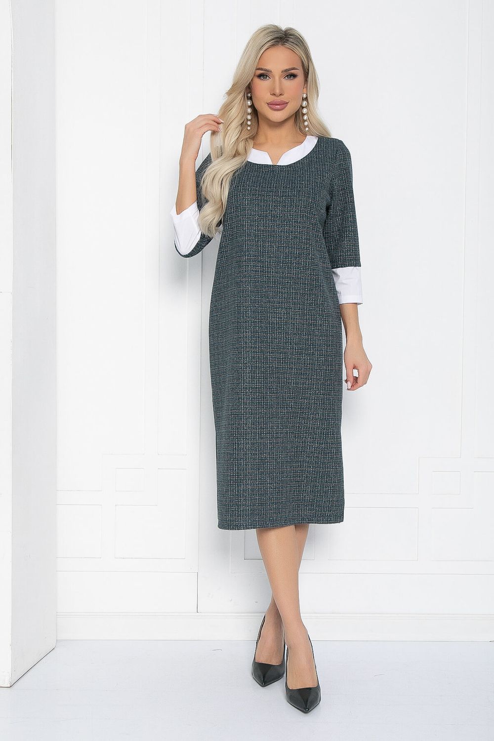 Платье Нежный акцент (темно-зеленое) П12634-18 LT Collection